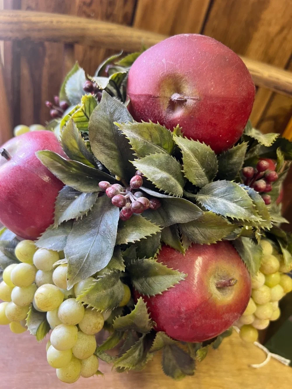 Hull Red Apple & Green Grape Faux Fruit Arrangement Vintage 70's